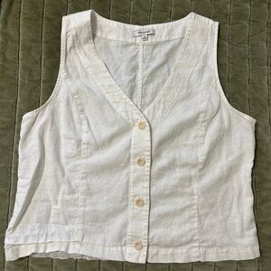 Madewell Cream Sleeveless Button-Down Blouse